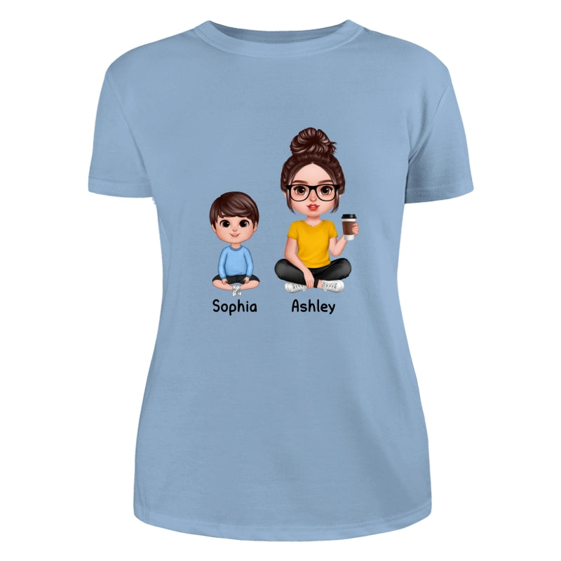 Realistic Grandma Mom And Kids Sitting Dad Grandpa And Kids Hands Outline Personalized Shirt