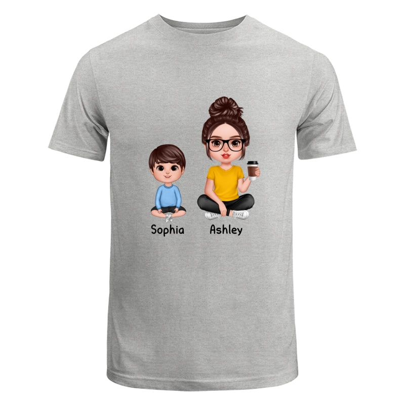 Realistic Grandma Mom And Kids Sitting Dad Grandpa And Kids Hands Outline Personalized Shirt
