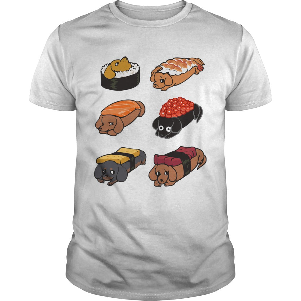 Funny Cute Sushi Daschunds Dachshund Doxie Wiener Sausage Dog Hoodie Pets Dogs Lovers