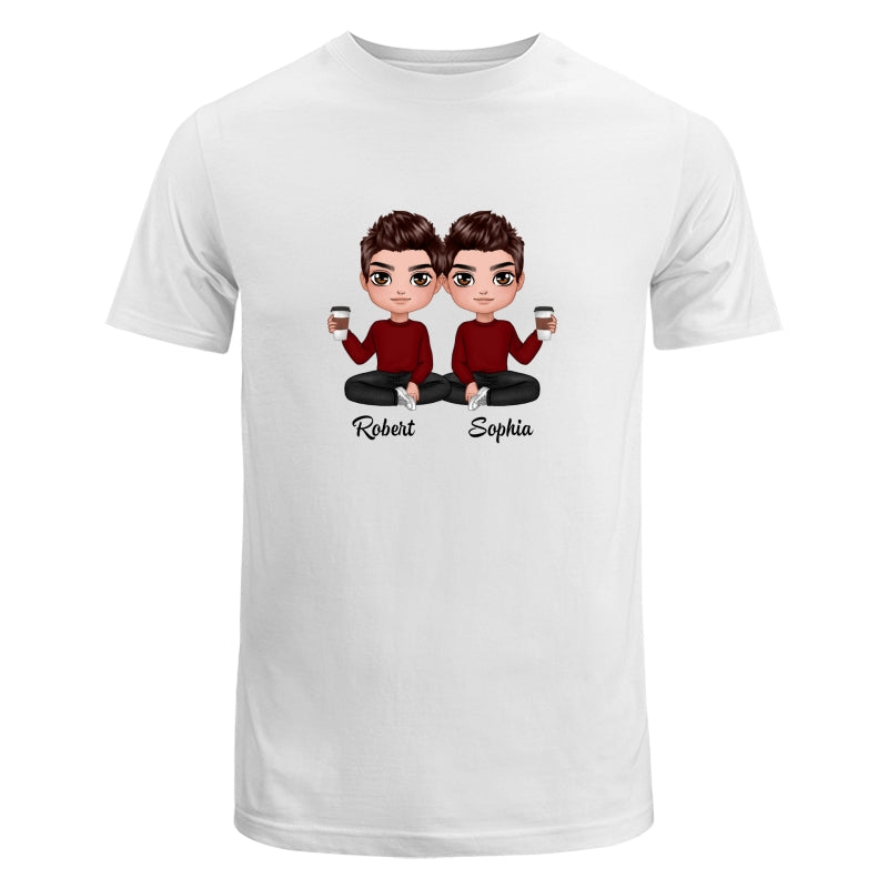 Doll Man Woman Sitting Dad Grandpa And Kids Hands Outline Personalized Shirt