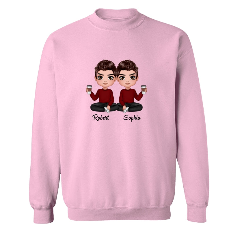 Doll Man Woman Sitting Dad Grandpa And Kids Hands Outline Personalized Shirt
