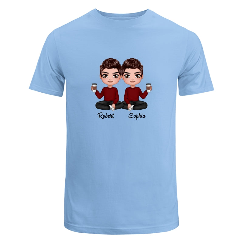 Doll Man Woman Sitting Dad Grandpa And Kids Hands Outline Personalized Shirt