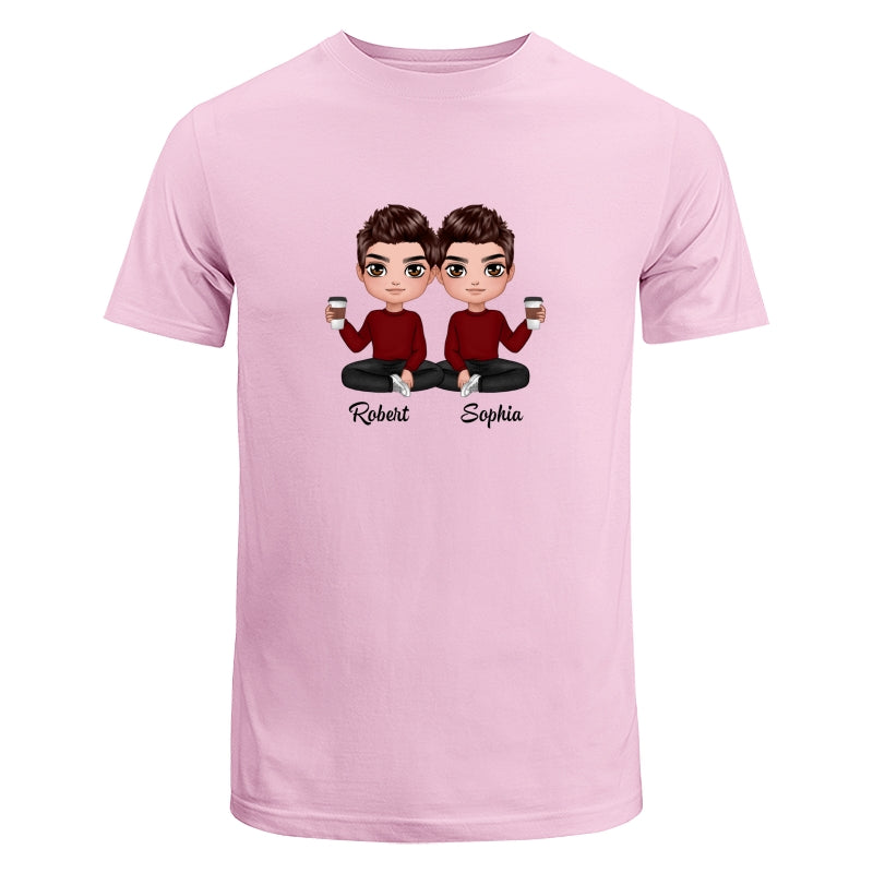 Doll Man Woman Sitting Dad Grandpa And Kids Hands Outline Personalized Shirt
