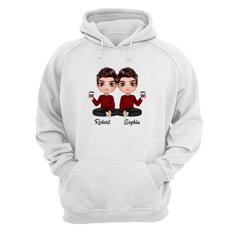 Doll Man Woman Sitting Dad Grandpa And Kids Hands Outline Personalized Shirt
