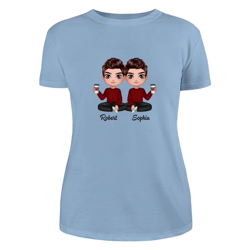 Doll Man Woman Sitting Dad Grandpa And Kids Hands Outline Personalized Shirt