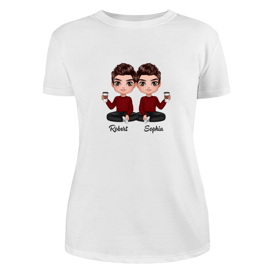 Doll Man Woman Sitting Dad Grandpa And Kids Hands Outline Personalized Shirt