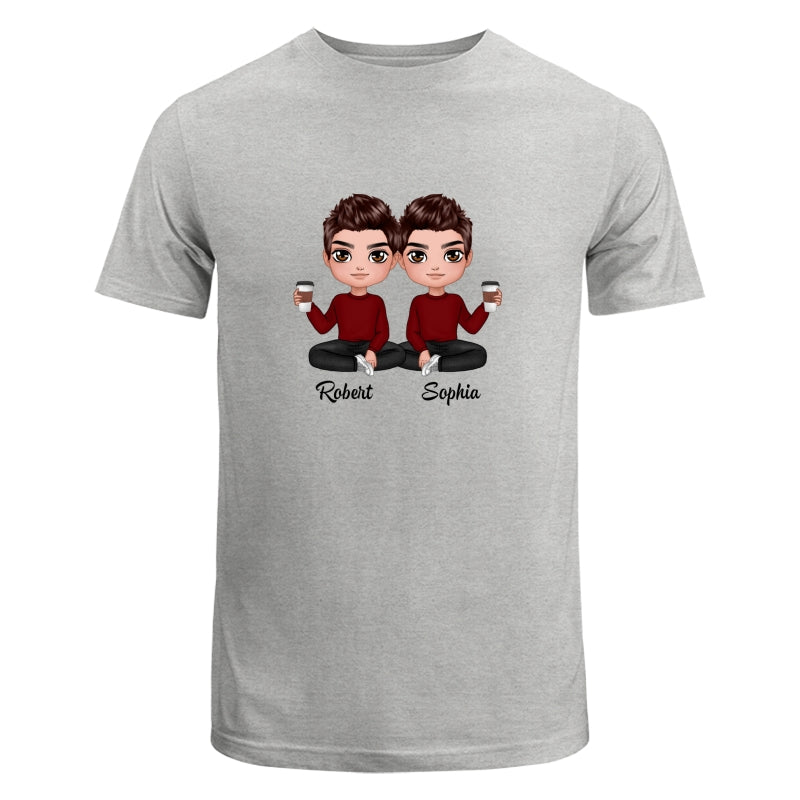 Doll Man Woman Sitting Dad Grandpa And Kids Hands Outline Personalized Shirt