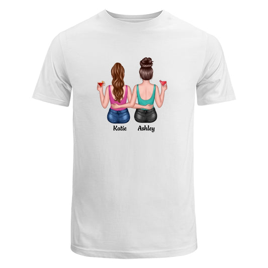 Summer Besties Sitting Back View Dad Grandpa And Kids Hands Outline Personalized Shirt