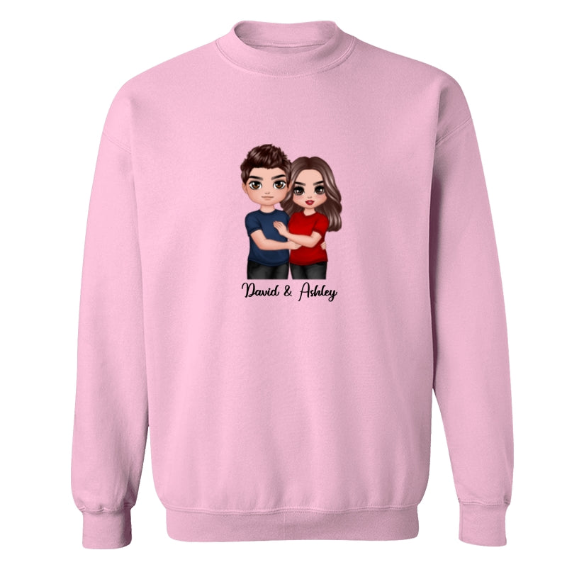 Embracing Doll Couple Dad Grandpa And Kids Hands Outline Personalized Shirt