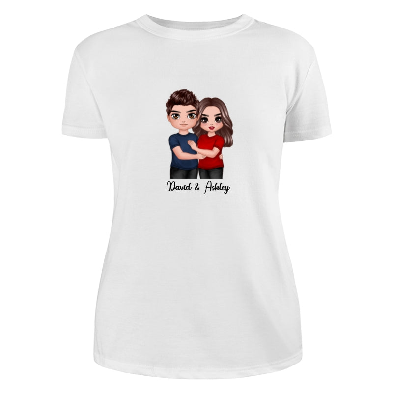 Embracing Doll Couple Dad Grandpa And Kids Hands Outline Personalized Shirt