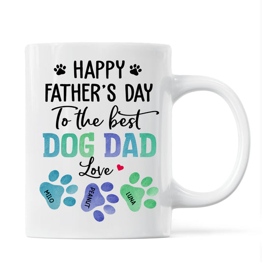23051253743_Happy Father‘s Day Best Dog Dad Watercolor Paws Personalized Mug