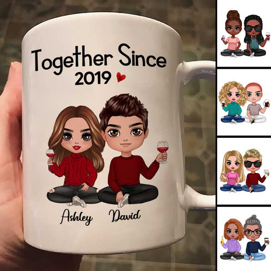Doll Couple Sitting Gift For Him Gift For Her Personalized Mug