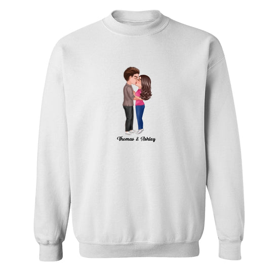 Doll Couple Kissing Standing Dad Grandpa And Kids Hands Outline Personalized Shirt