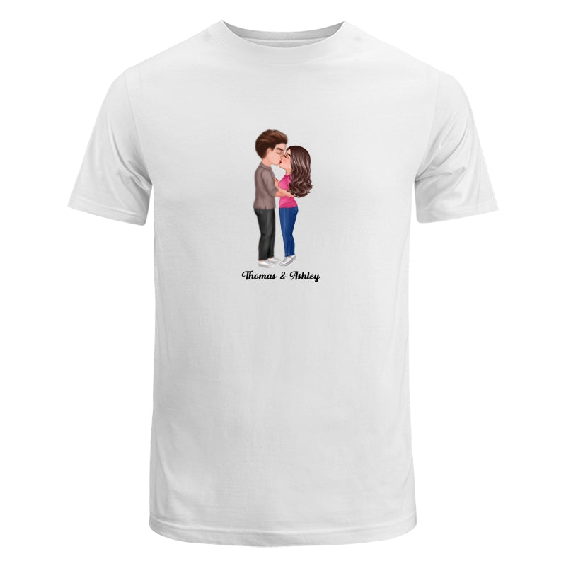 Doll Couple Kissing Standing Dad Grandpa And Kids Hands Outline Personalized Shirt