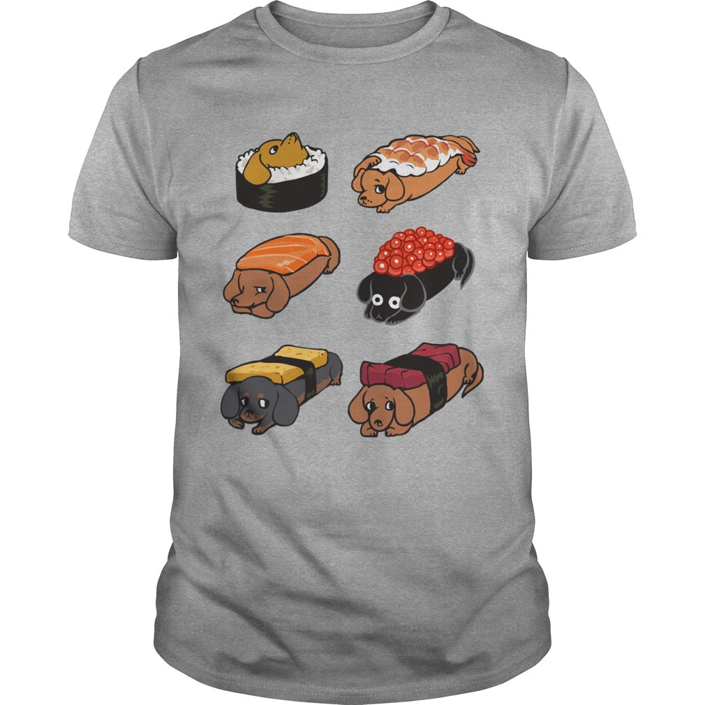Funny Cute Sushi Daschunds Dachshund Doxie Wiener Sausage Dog Hoodie Pets Dogs Lovers
