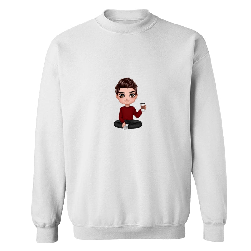 Doll Man Woman Sitting Dad Grandpa And Kids Hands Outline Personalized Shirt