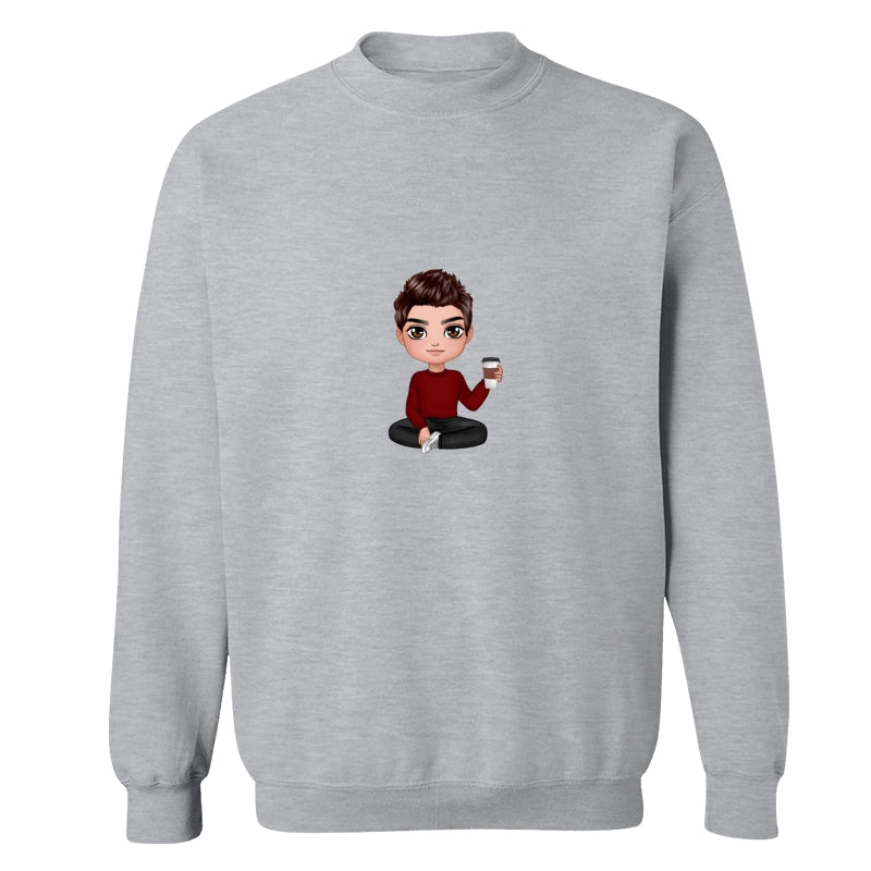 Doll Man Woman Sitting Dad Grandpa And Kids Hands Outline Personalized Shirt