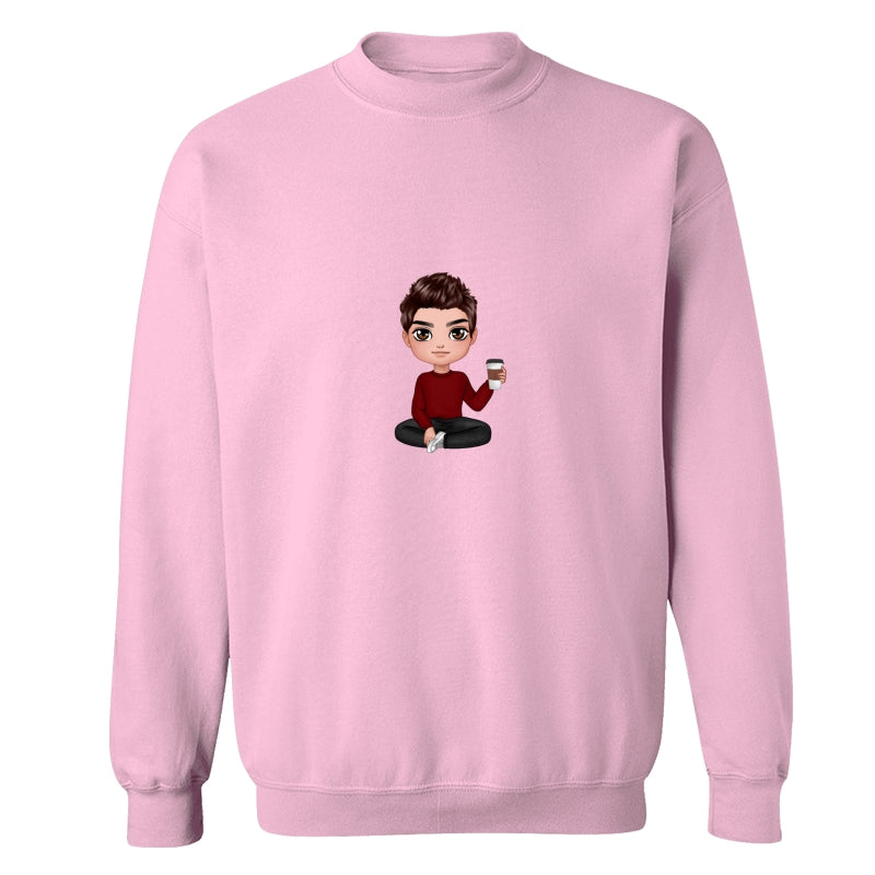 Doll Man Woman Sitting Dad Grandpa And Kids Hands Outline Personalized Shirt