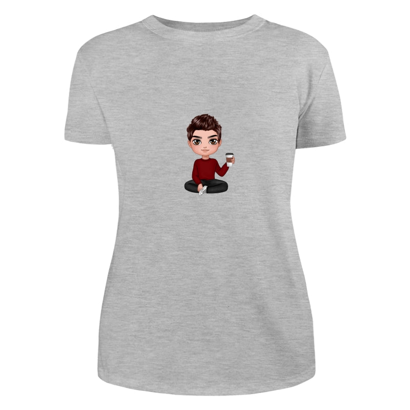 Doll Man Woman Sitting Dad Grandpa And Kids Hands Outline Personalized Shirt