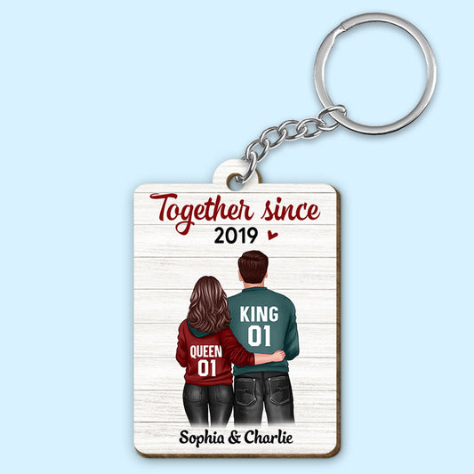Couple Standing We Got This Personalized Wooden Keychain
