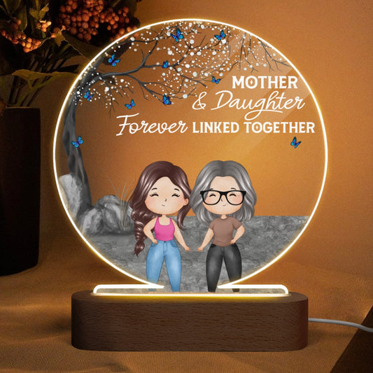 Mother Daughter Linked Forever Blossom Tree Personalized Circle LED Night Light Acrylic LED Lamp