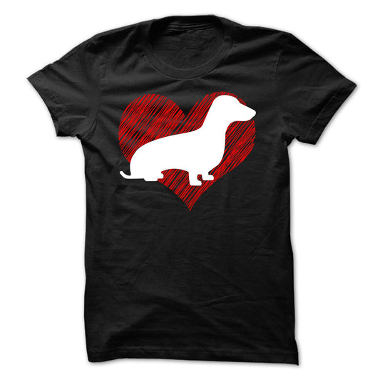 I Love My Dachshunds on Red Heart Tee