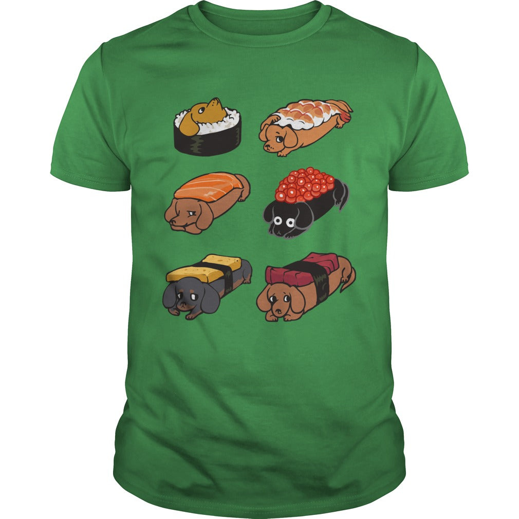Funny Cute Sushi Daschunds Dachshund Doxie Wiener Sausage Dog Hoodie Pets Dogs Lovers