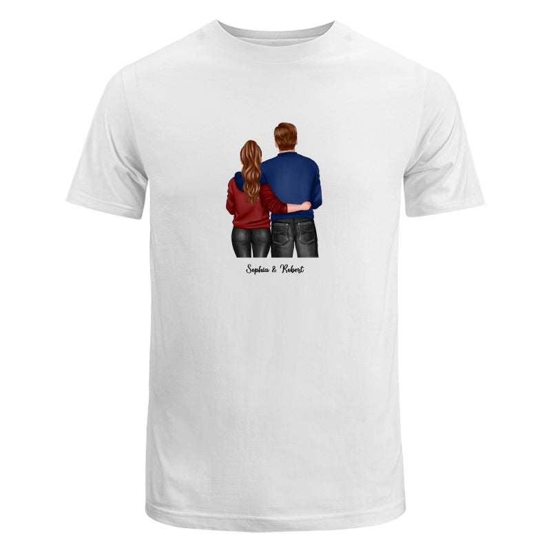 Back View Couple Standing Dad Grandpa And Kids Hands Outline Personalized Shirt