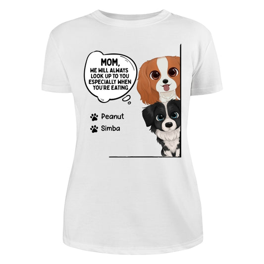 Dog Dad Mom We’ll Always Look Up To You Watercolor Cute Dogs Peeking Personalized Shirt