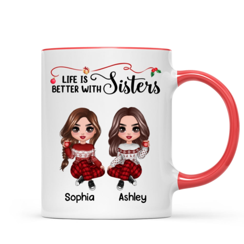 Life Is Better With Besties Sisters Christmas Personalized Mug