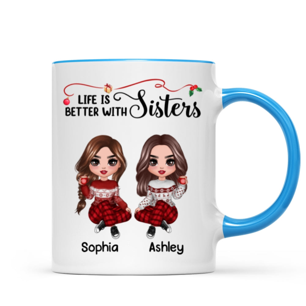 Life Is Better With Besties Sisters Christmas Personalized Mug