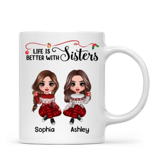 Life Is Better With Besties Sisters Christmas Personalized Mug