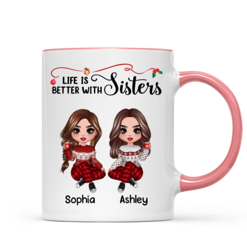 Life Is Better With Besties Sisters Christmas Personalized Mug