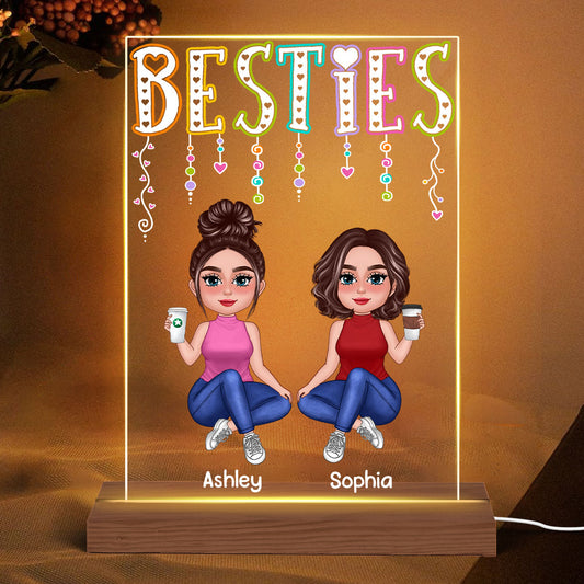 Besties Colorful Light Happy Doll Besties Personalized Rectangle Acrylic Plaque With LED Night Light