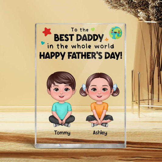 Best Dad Grandpa In The World Father‘s Day Gift Personalized Rectangle Acrylic Block Plaque