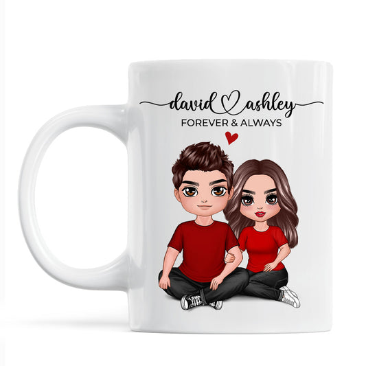 Embracing Couple Heart Names Personalized Mug