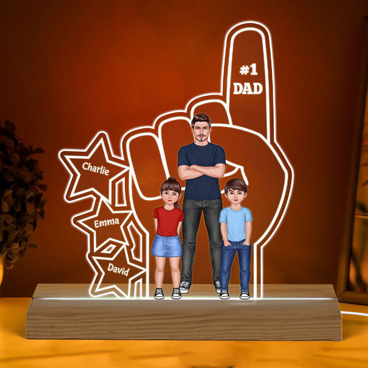Test - #1 Dad And Kids Standing Front View Hand Personalized Warm Acrylic Custom Shape LED Night Light (Copy)