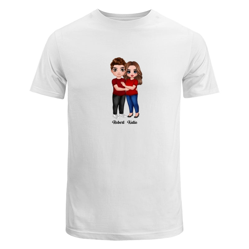 Embracing Doll Couple Standing Dad Grandpa And Kids Hands Outline Personalized Shirt