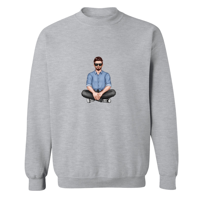Realistic Grandpa Sitting Dad Grandpa And Kids Hands Outline Personalized Shirt