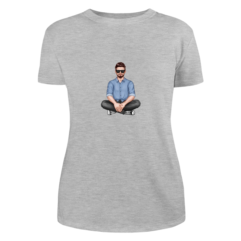Realistic Grandpa Sitting Dad Grandpa And Kids Hands Outline Personalized Shirt