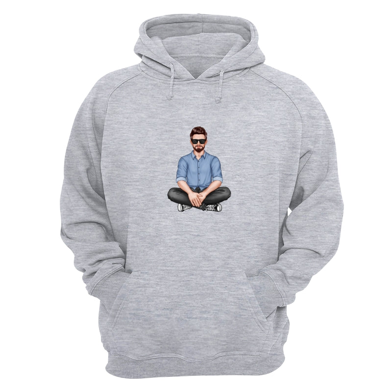 Realistic Grandpa Sitting Dad Grandpa And Kids Hands Outline Personalized Shirt
