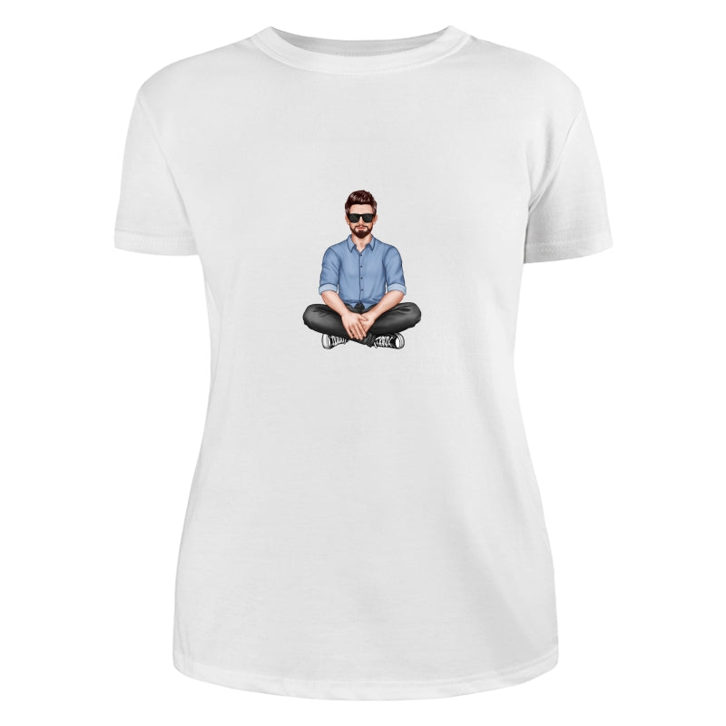 Realistic Grandpa Sitting Dad Grandpa And Kids Hands Outline Personalized Shirt