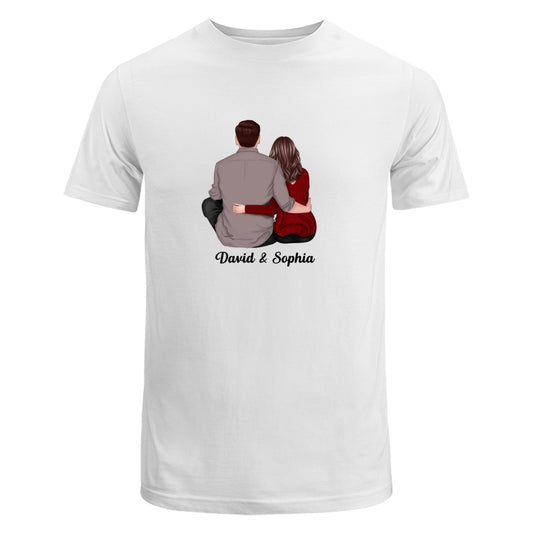 Back View Couple Sitting Dad Grandpa And Kids Hands Outline Personalized Shirt