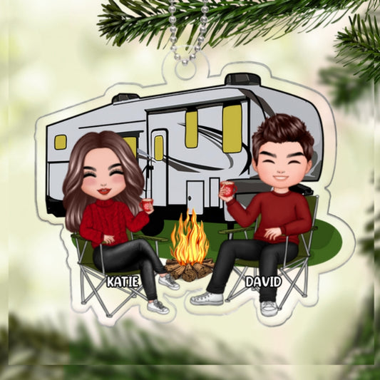 Doll Couple Camping Christmas Gift Personalized Acrylic Ornament