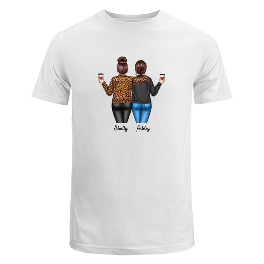 Back View Besties Shoulder To Shoulder Dad Grandpa And Kids Hands Outline Personalized Shirt