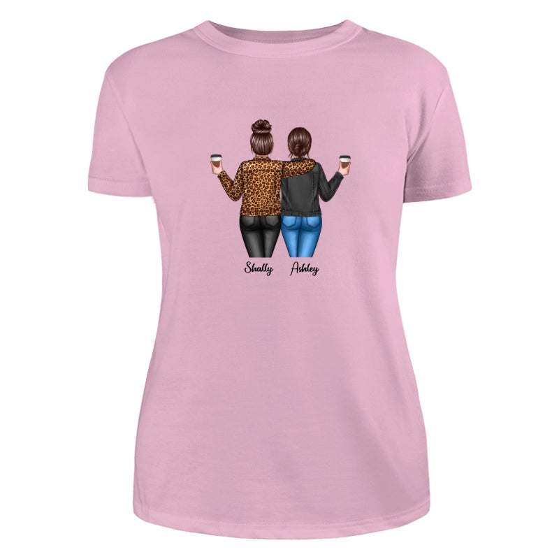 Back View Besties Shoulder To Shoulder Dad Grandpa And Kids Hands Outline Personalized Shirt