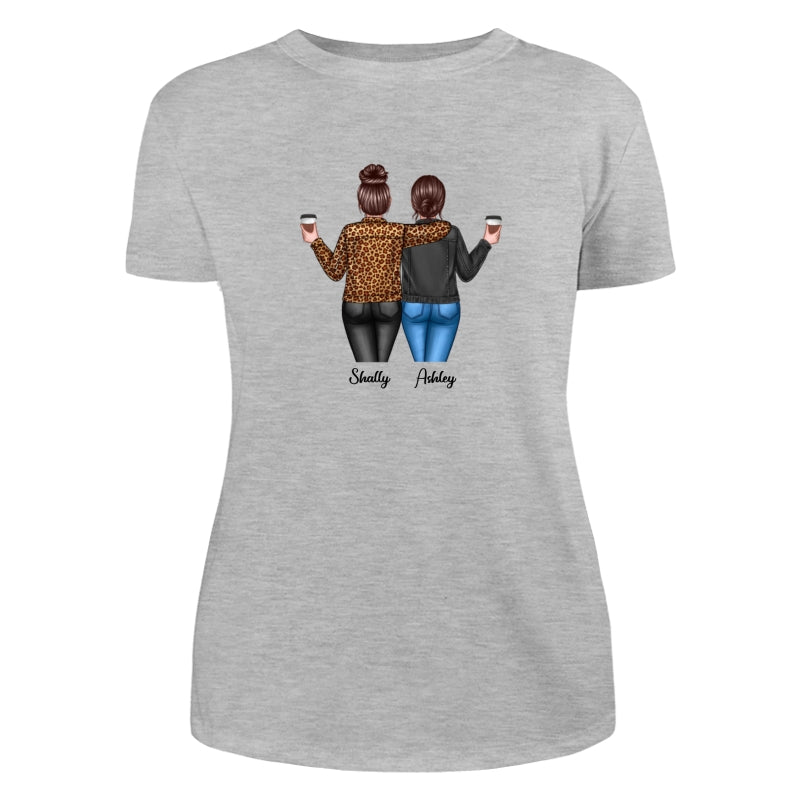 Back View Besties Shoulder To Shoulder Dad Grandpa And Kids Hands Outline Personalized Shirt