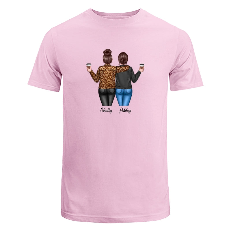 Back View Besties Shoulder To Shoulder Dad Grandpa And Kids Hands Outline Personalized Shirt