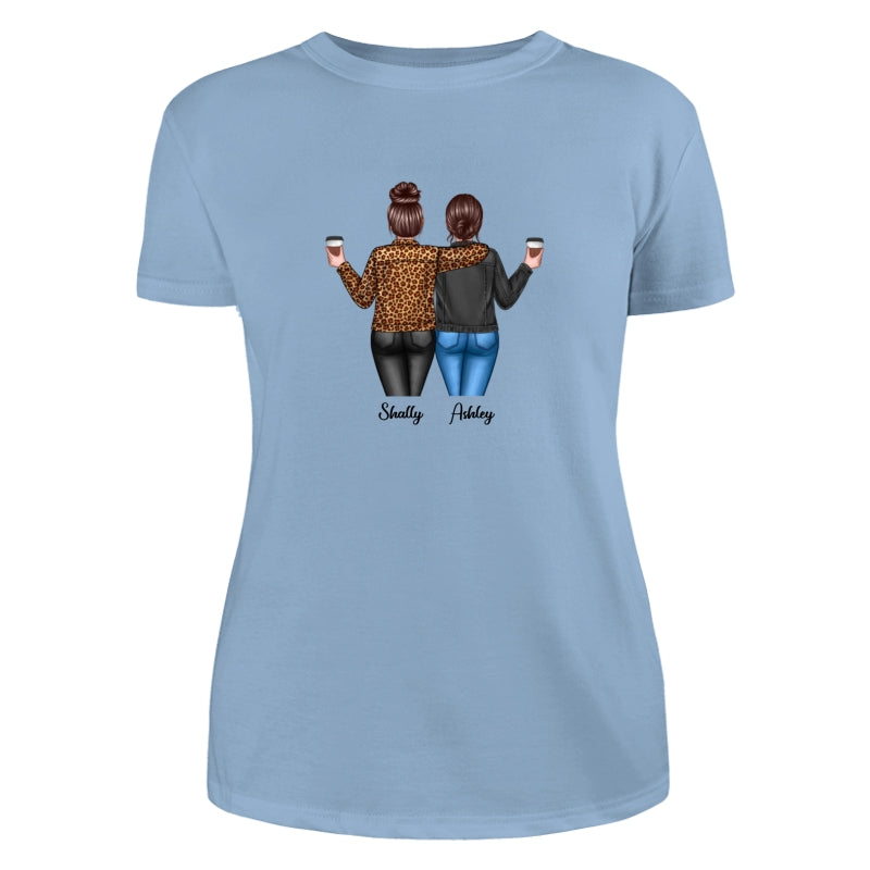 Back View Besties Shoulder To Shoulder Dad Grandpa And Kids Hands Outline Personalized Shirt