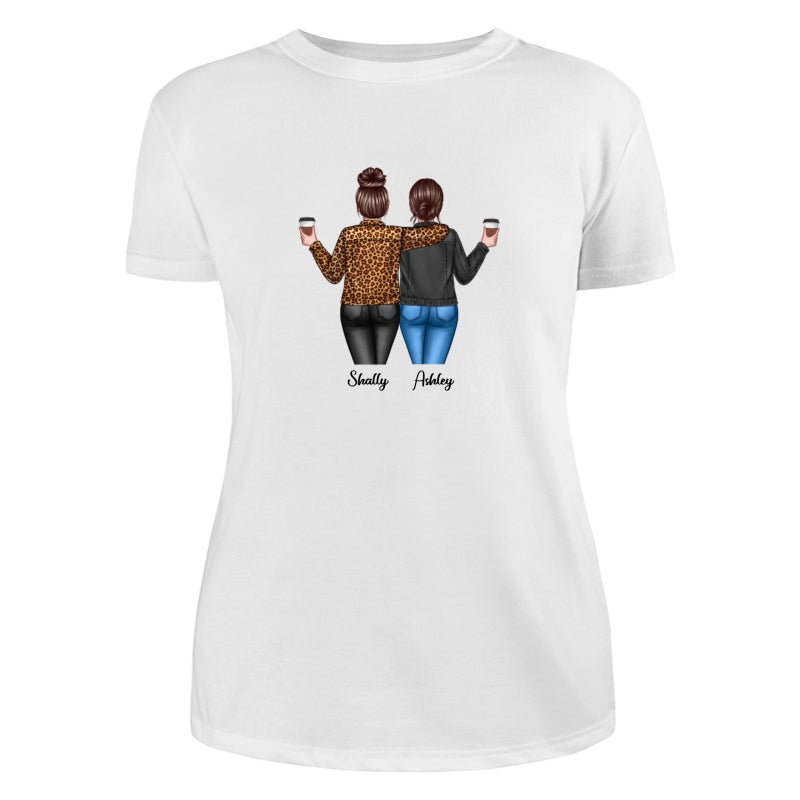 Back View Besties Shoulder To Shoulder Dad Grandpa And Kids Hands Outline Personalized Shirt
